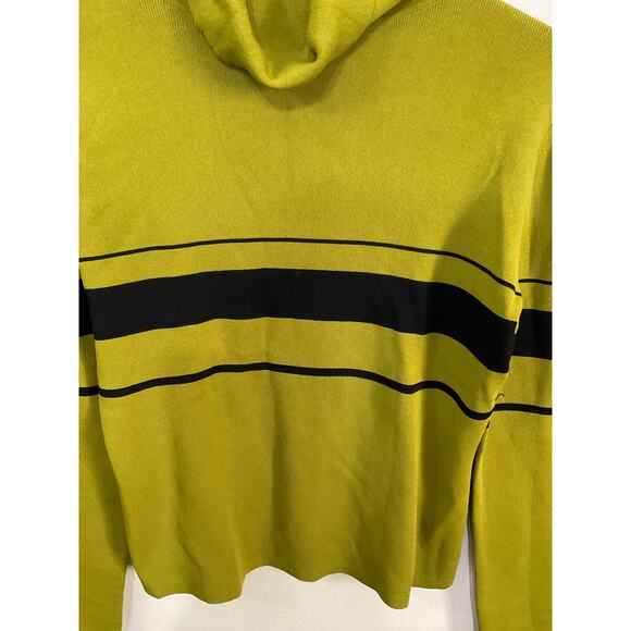 VTG 90s Joseph A Women's Green Knit Stripped Turtleneck Sweater Size Medium - Picture 3 of 6